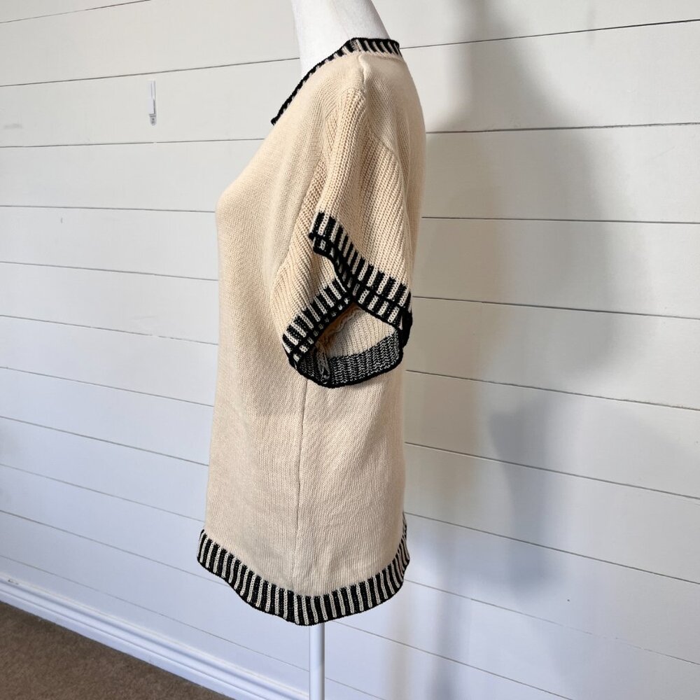Miss Sparkling Cream and Black Short Sleeve Sweater Size XL - Picture 5 of 8